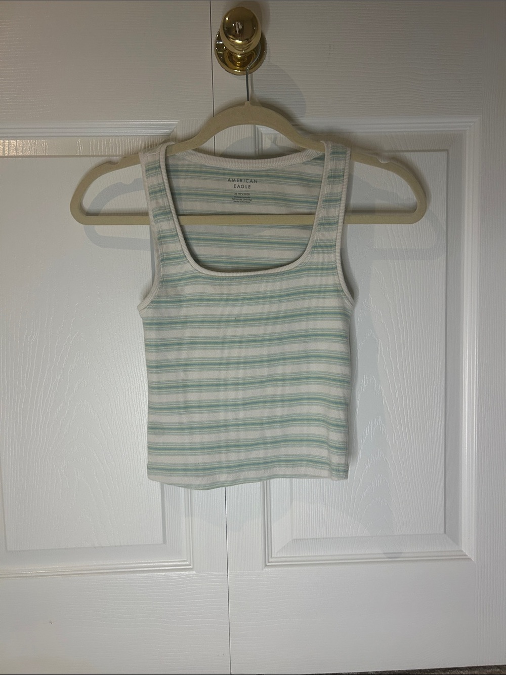 American Eagle Outfitters Mint Green & White Striped Tank